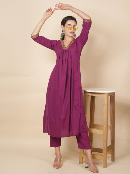 Wine Alia Kurta Set