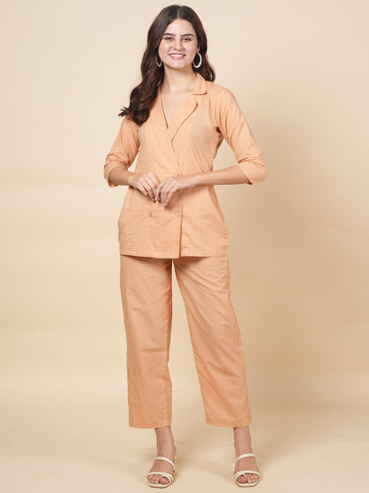 Peach Blazer Cord Set