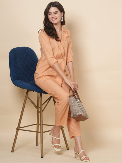 Peach Blazer Cord Set