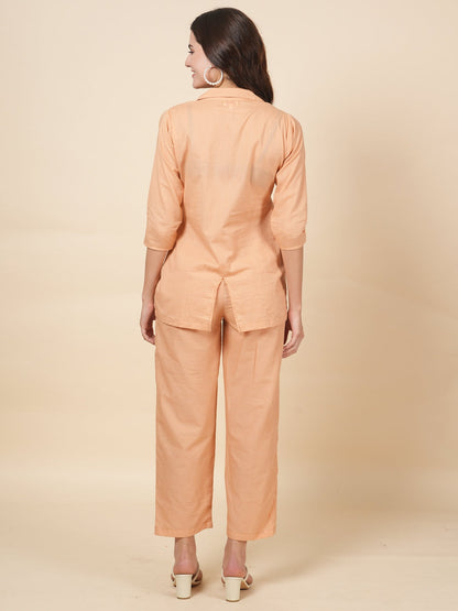 Peach Blazer Cord Set