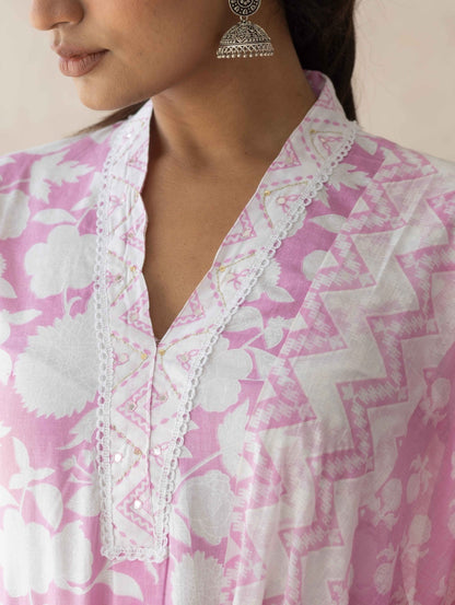 Baby Pink Handblock Printed Suit Set