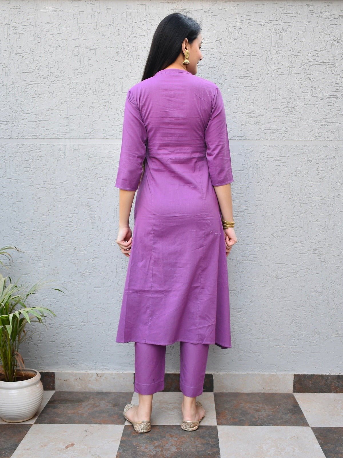 Purple Soft Cotton Kurta Set