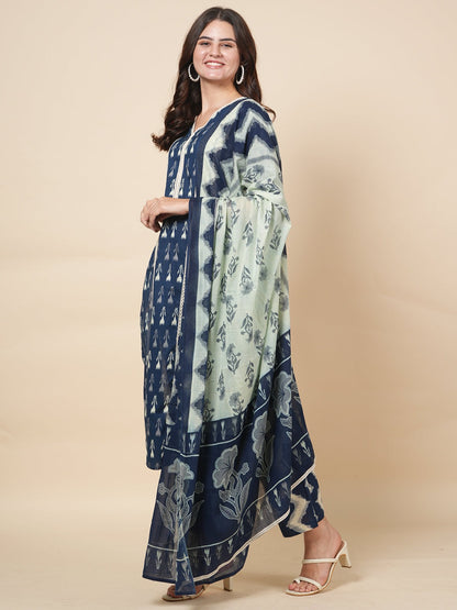 Indigo Lace Work Suit Set