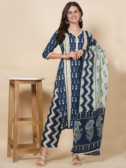 Indigo Lace Work Suit Set