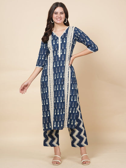 Indigo Lace Work Suit Set