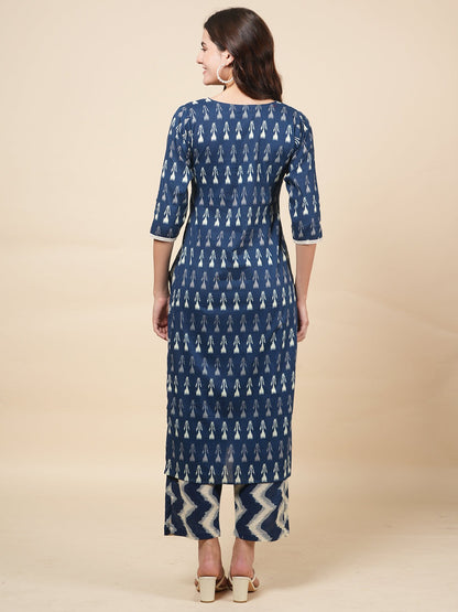 Indigo Lace Work Suit Set