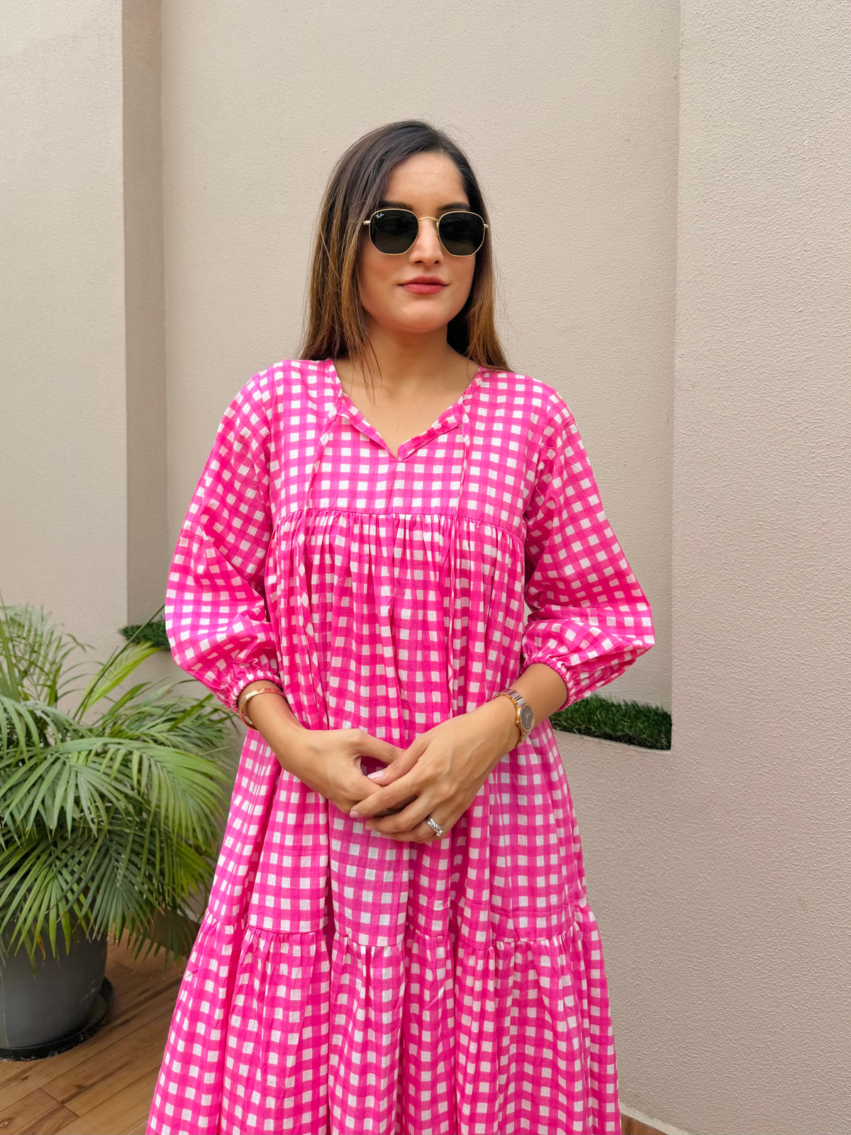 Pink Checked Dress