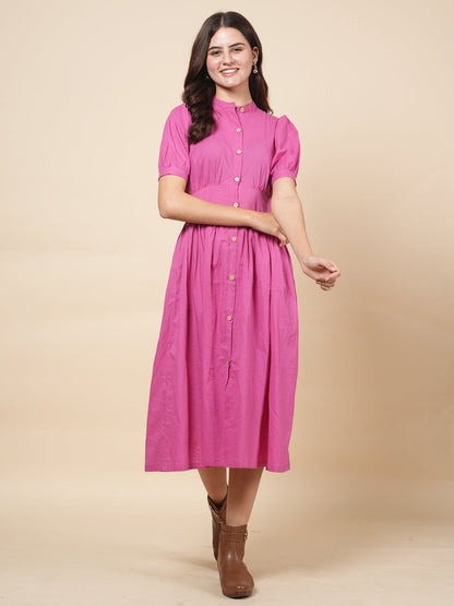 Pink Button Up Dress