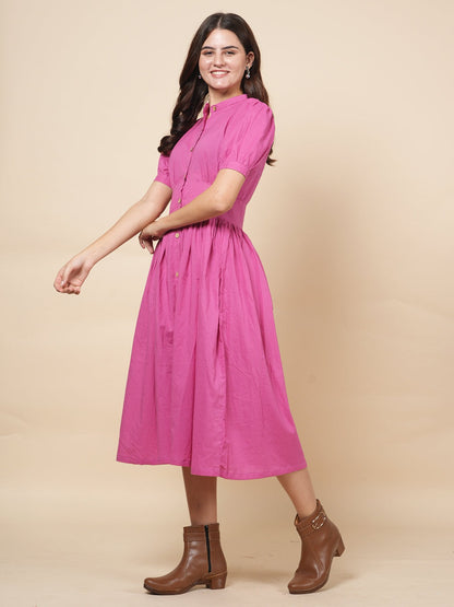 Pink Button Up Dress