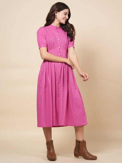 Pink Button Up Dress