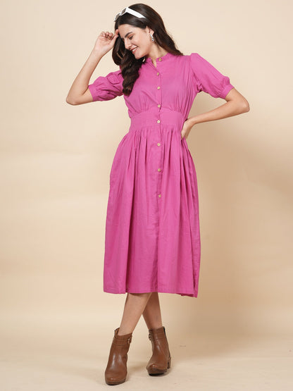 Pink Button Up Dress