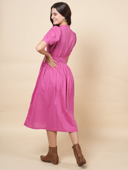 Pink Button Up Dress
