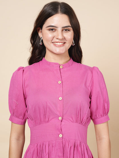 Pink Button Up Dress