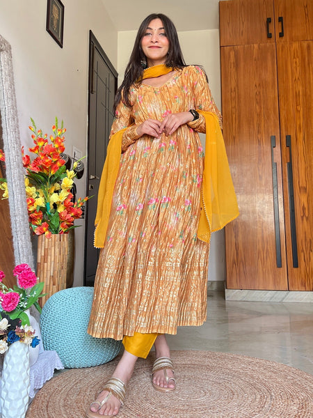 Yellow Foil Crinkle Suit Set