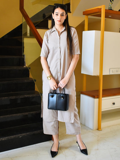 Grey Organic Cotton Kurta Set