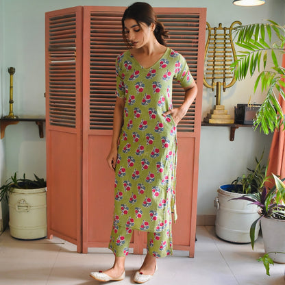 Green Organic Cotton Kurta Set