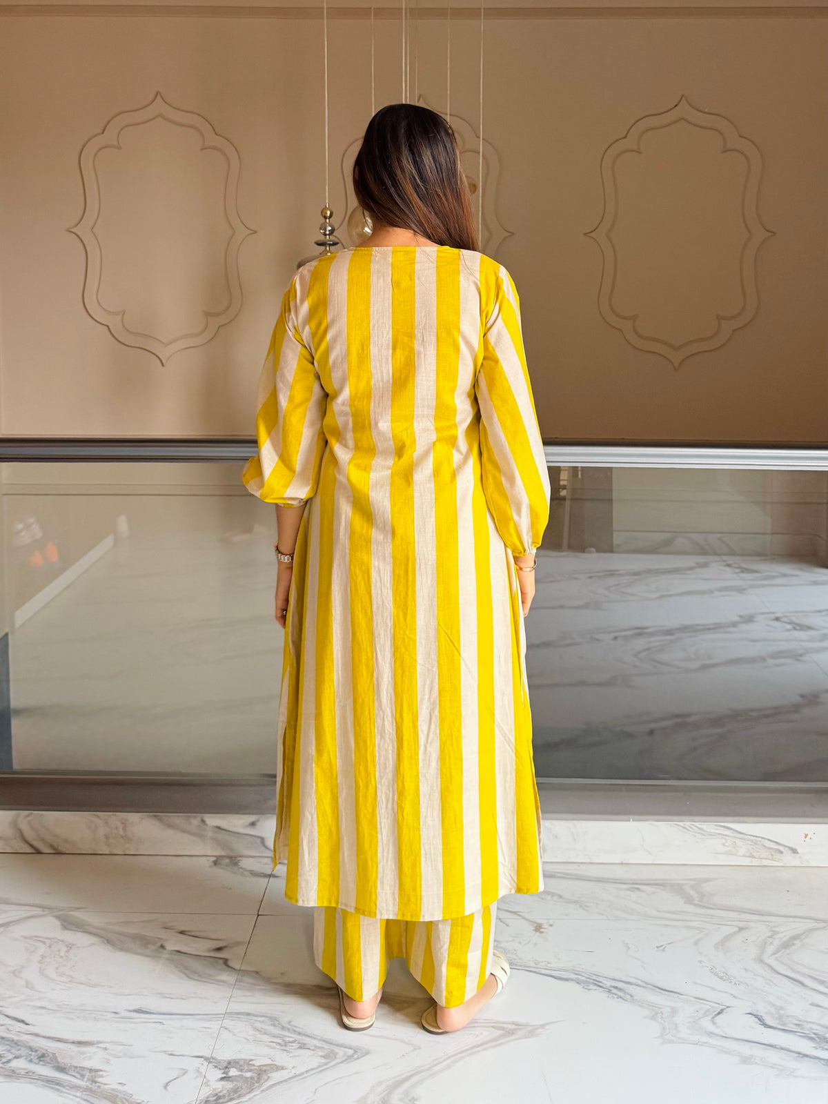 Lime Stripe Kurta Set