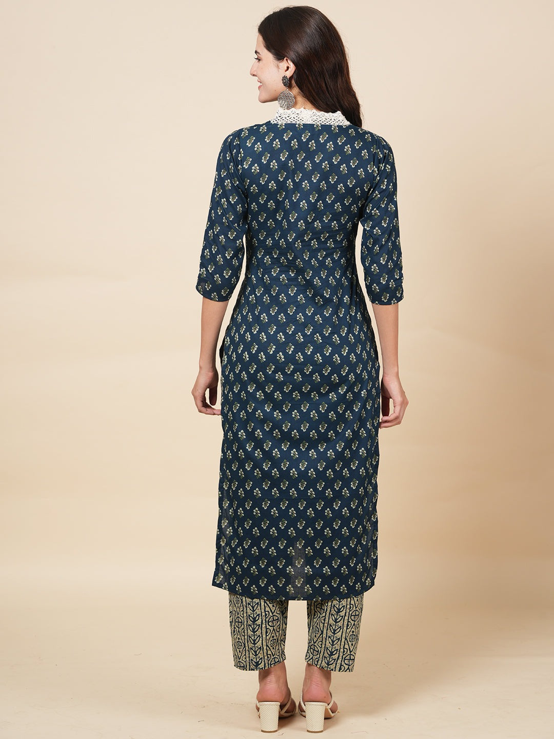 Blue Butti Print Suit Set