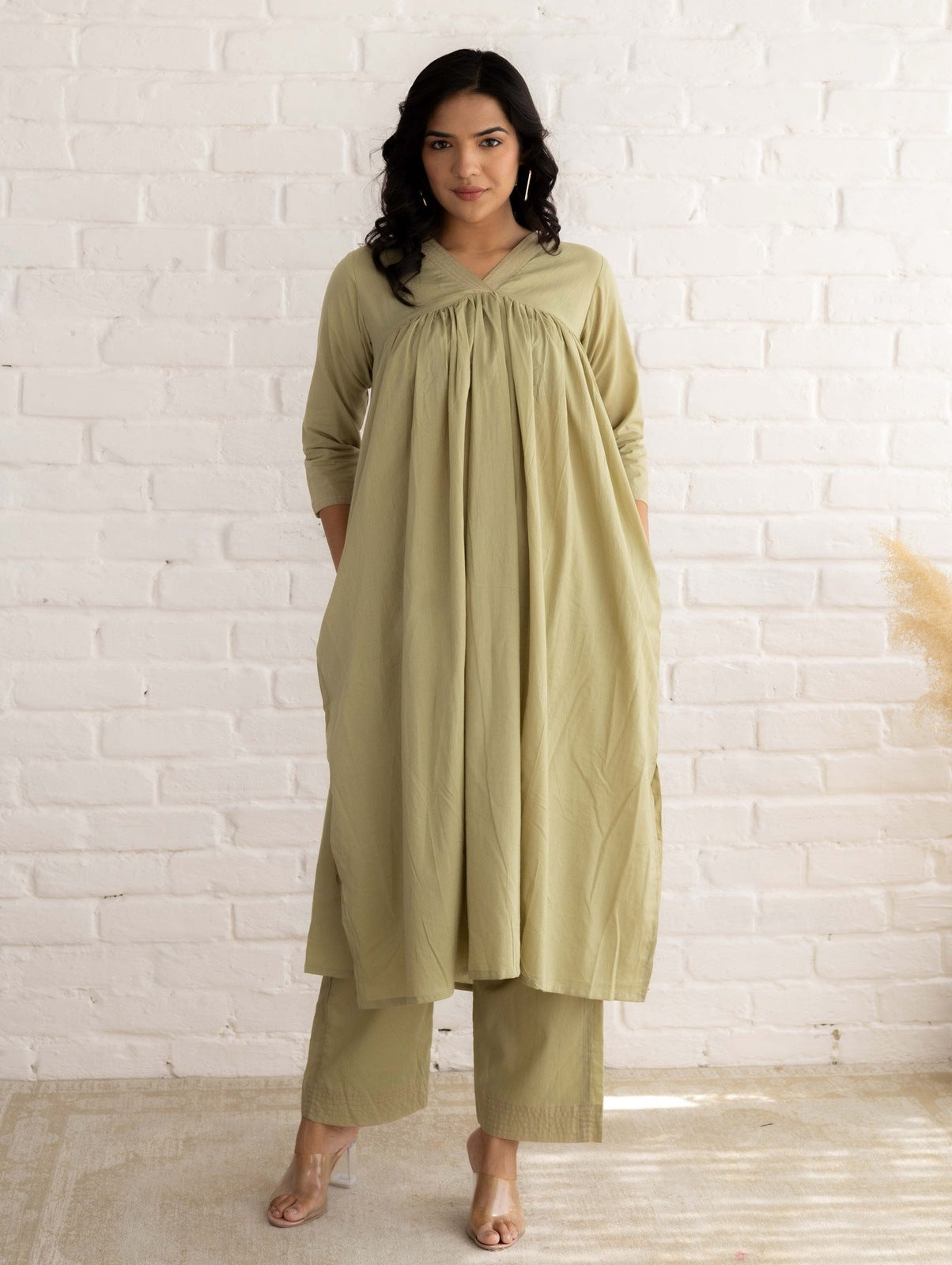 Pastel Green Cotton Kurta Set