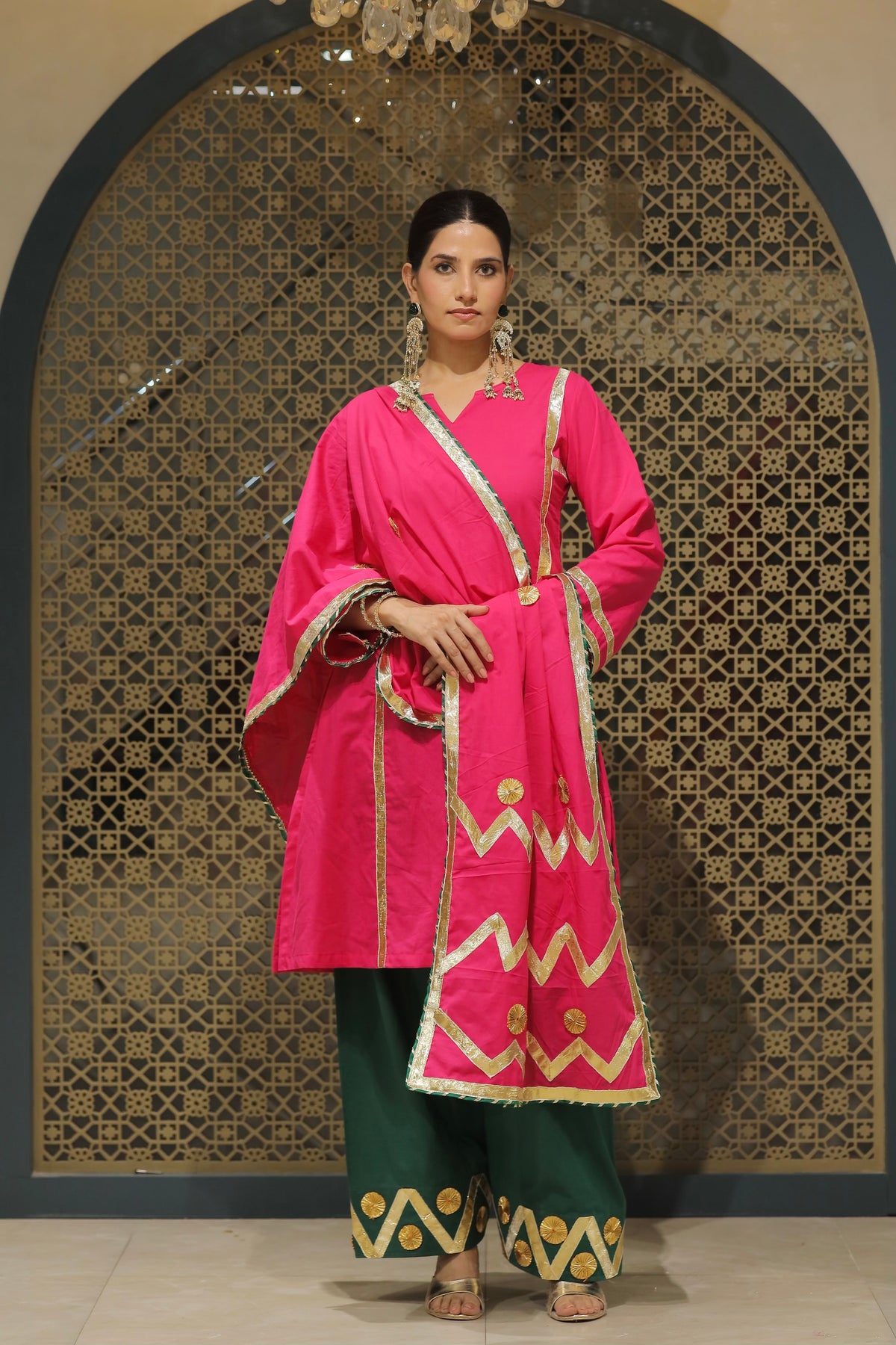 Pink Choga With Salwar Potli & Dupatta Suit Set