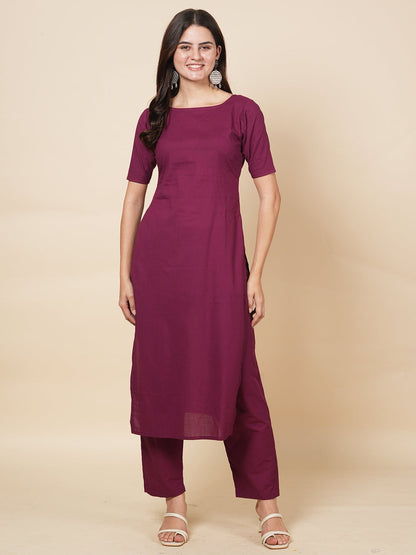 Wine Kurta Set