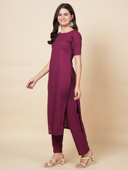 Wine Kurta Set