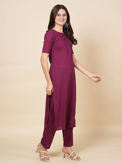 Wine Kurta Set