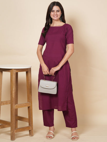 Wine Kurta Set
