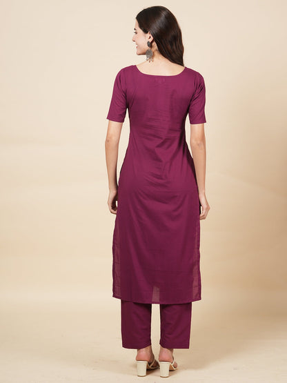 Wine Kurta Set