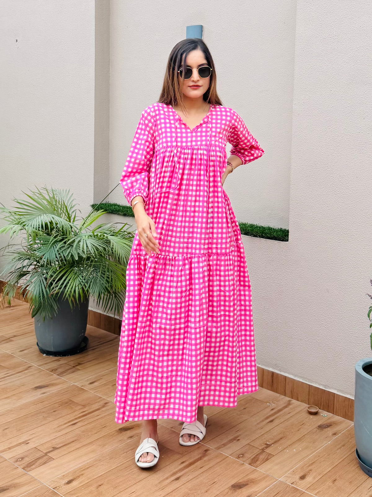Pink Checked Dress