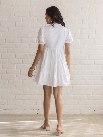 White Poplin Tier Dress