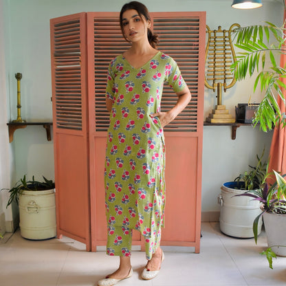 Green Organic Cotton Kurta Set