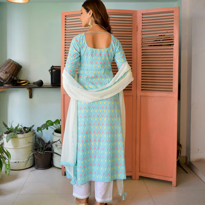 Sky Bhandej Tasseled Suit Set