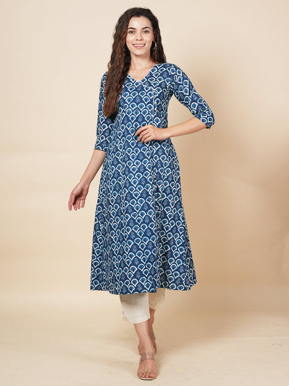 Indigo Angrakha Kurta Set
