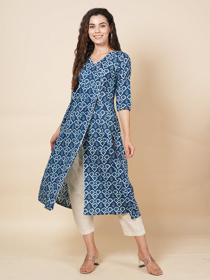 Indigo Angrakha Kurta Set