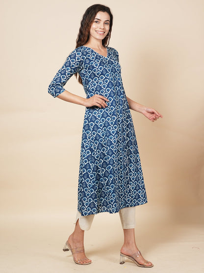 Indigo Angrakha Kurta Set
