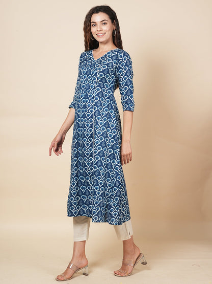 Indigo Angrakha Kurta Set
