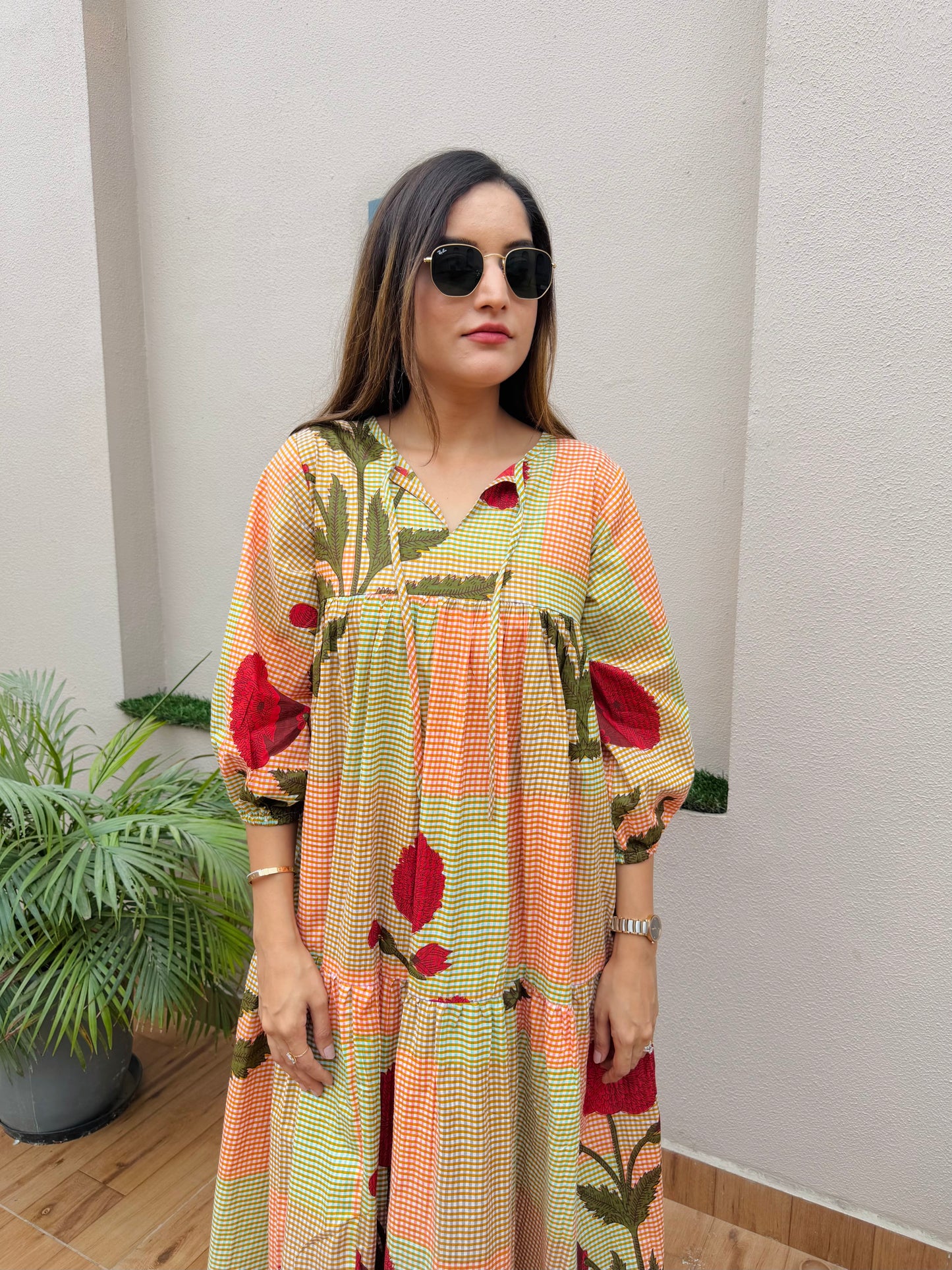Rose Checked Dress