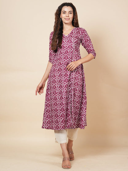 Wine Angrakha Kurta Set