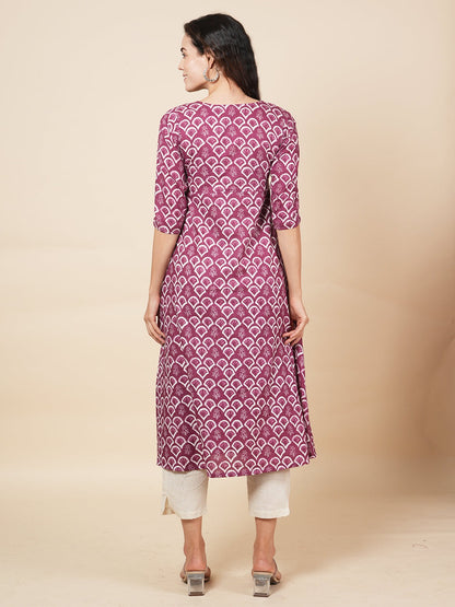 Wine Angrakha Kurta Set