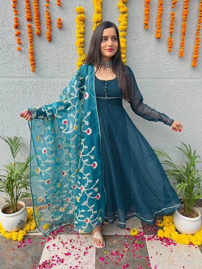 Turquoise Georgette Suit Set
