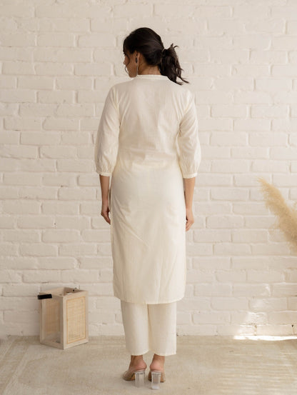 White Hathi Embroidered Kurta Set