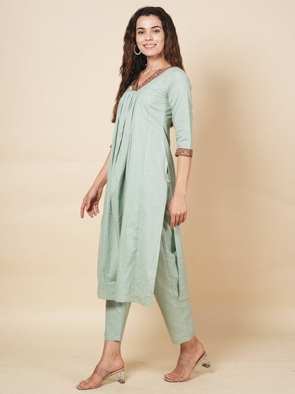 Sky Green Solid Kurta Set