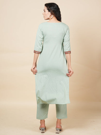 Sky Green Solid Kurta Set
