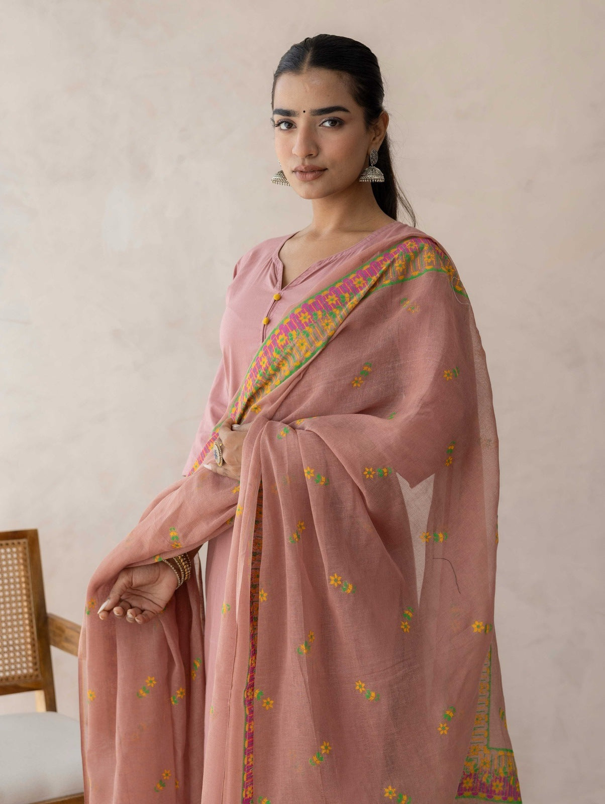 Mauve Cotton Suit Set