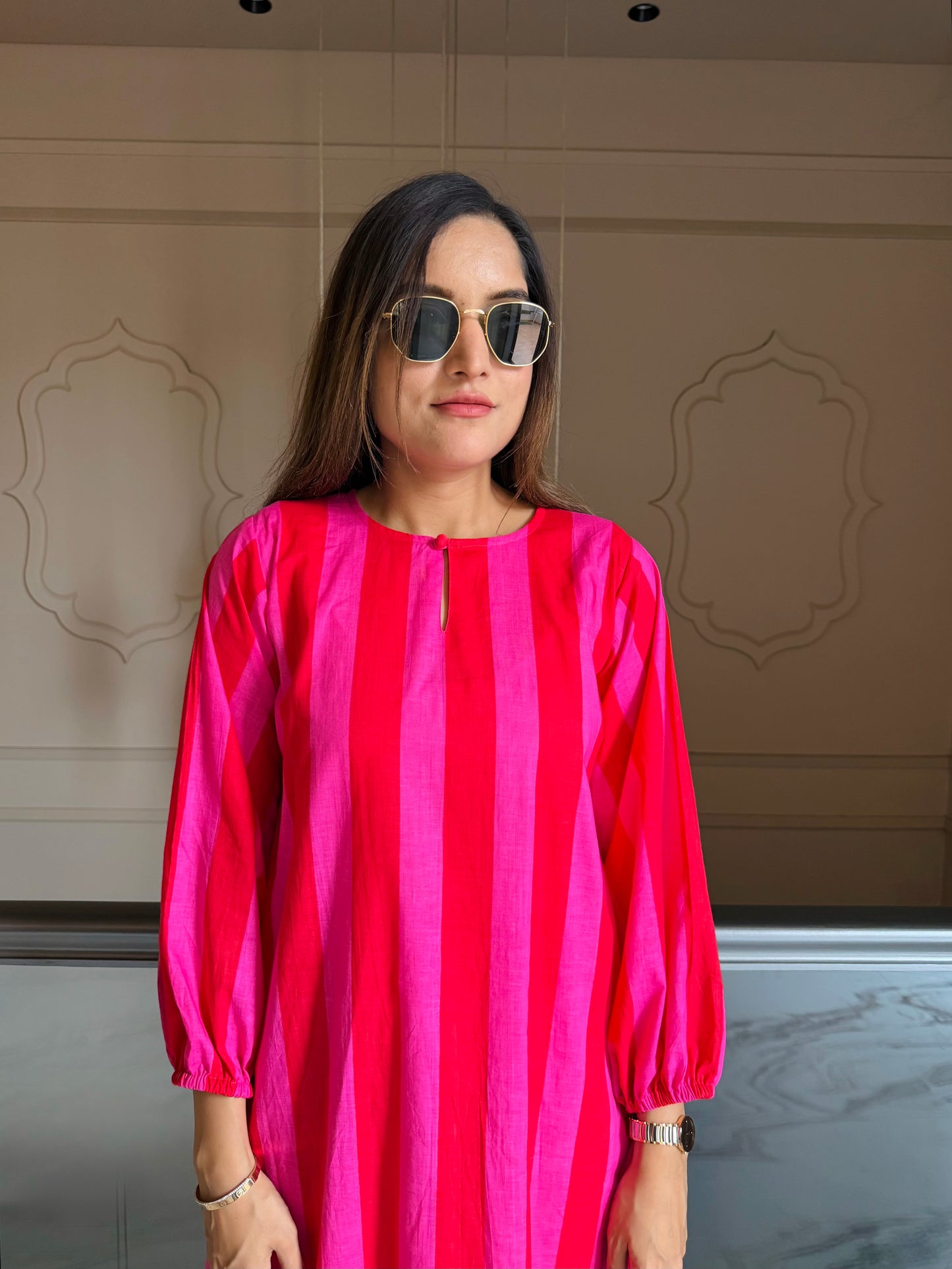 Berry Stripe Kurta Set