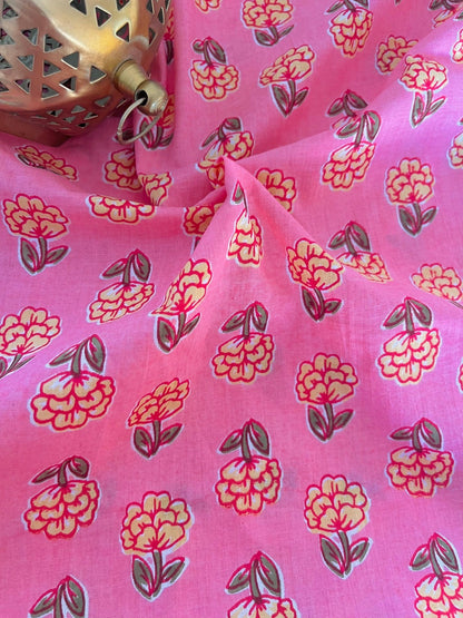 Pari Handblock Butti Cotton Fabric