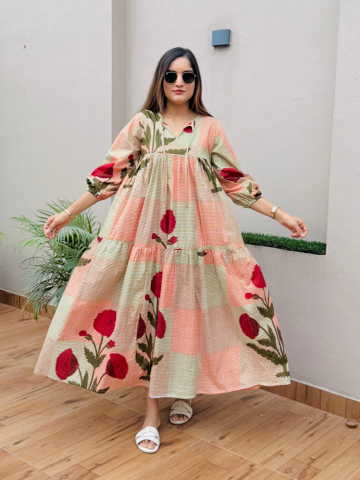 Rose Checked Dress
