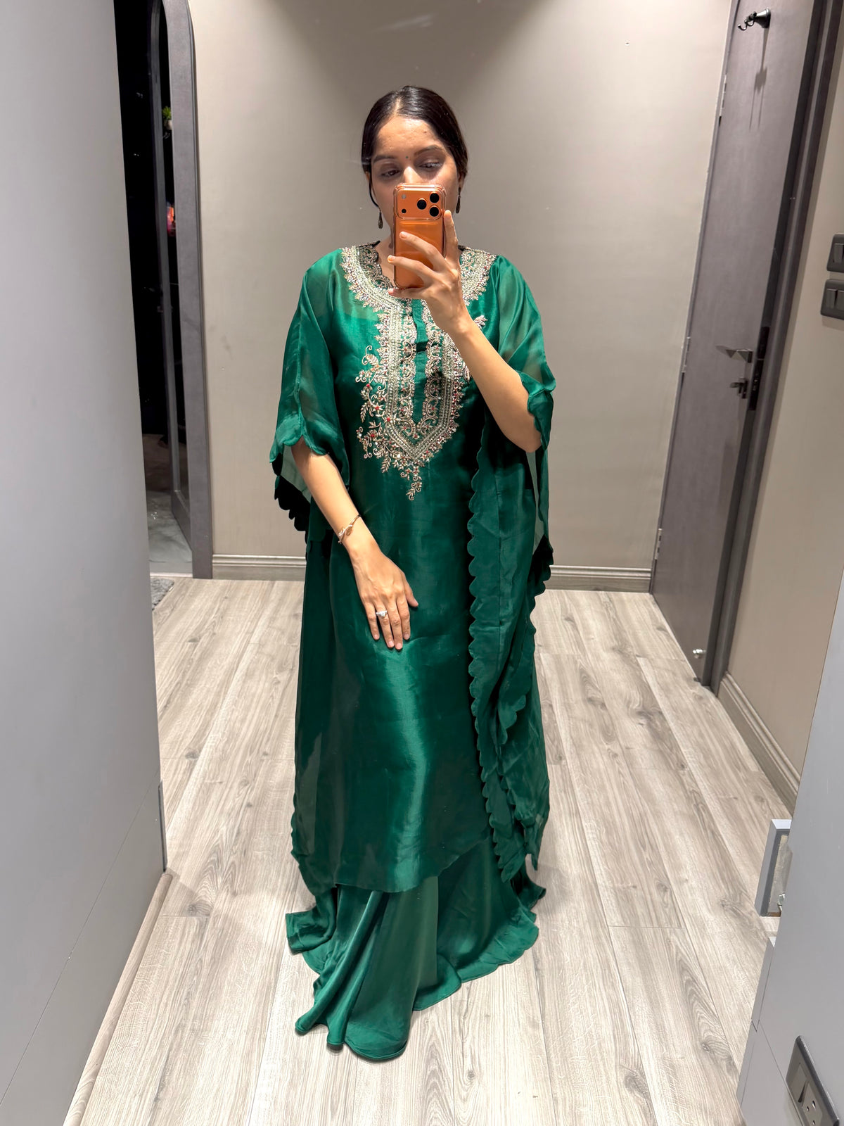 Emerald Zardozi Handwork Kaftan Set