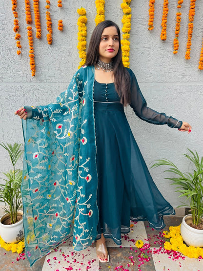 Turquoise Georgette Suit Set